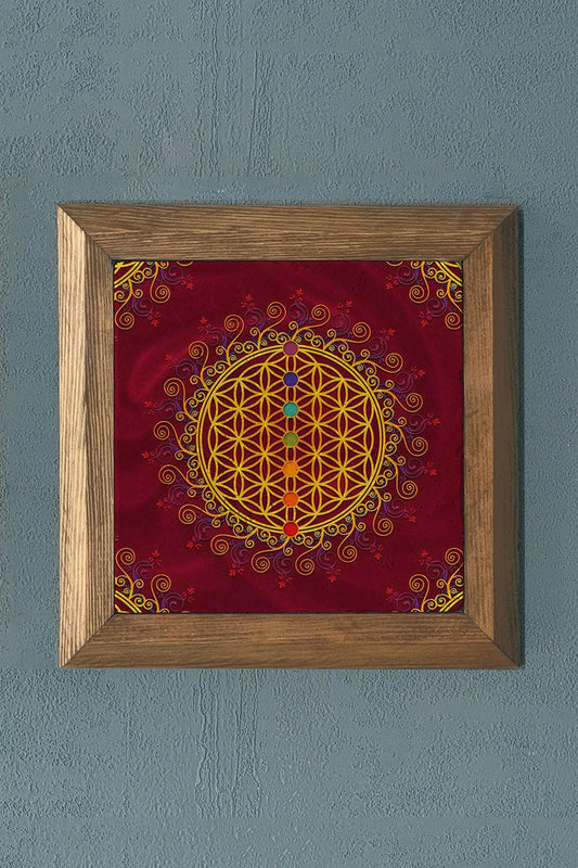 Solid Framed Chakra Geometric Stone Painting - Wall Decoration - 11" x 11" - WALL DECOR