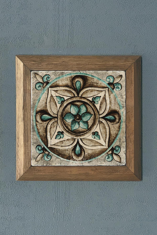 Solid Framed Pattern (Tile) Natural Stone Painting Panel 11" x 11"
