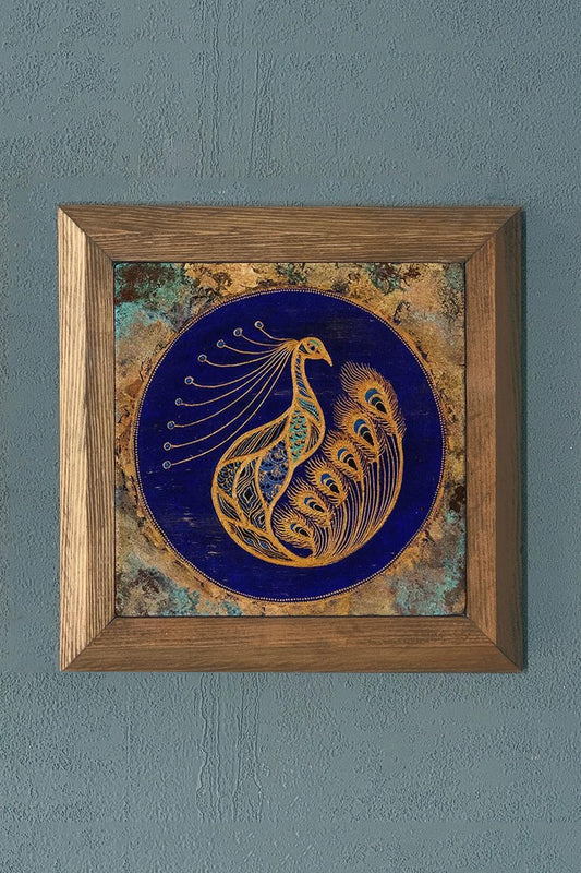 Solid Framed Natural Stone Painting 11" x 11"