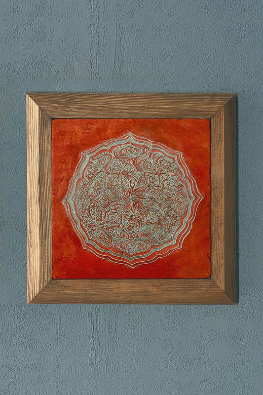 Solid Framed Natural Stone Painting 11" x 11"