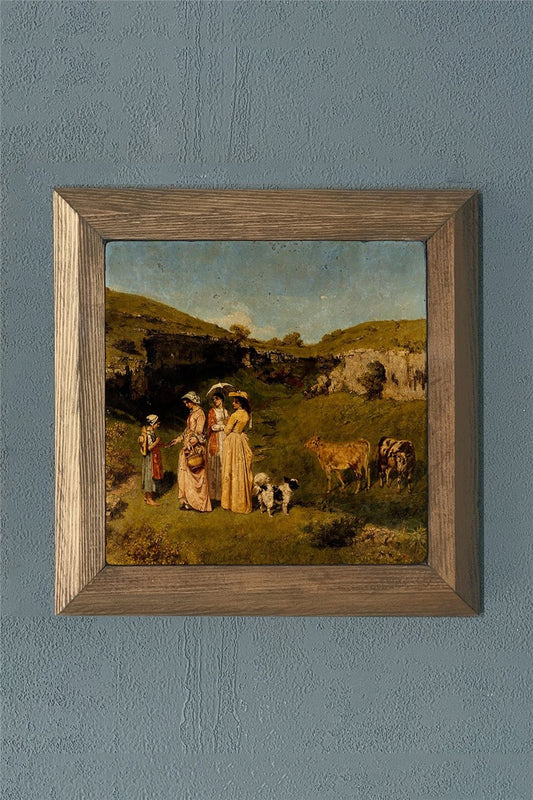 SOLID FRAMED NATURAL STONE PAINTING PANEL 11" x 11" / PRMT2020-1428
