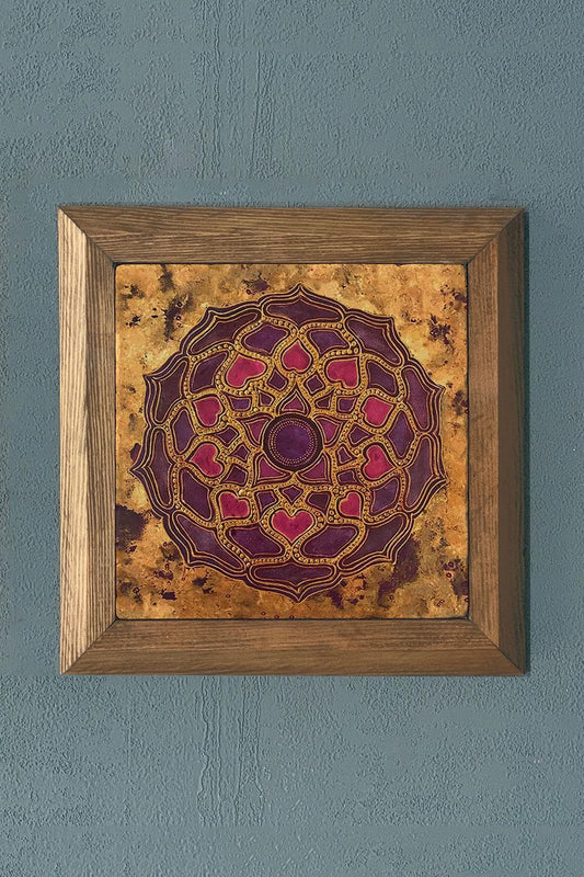 Solid Framed Natural Stone Painting Panel 11" x 11"