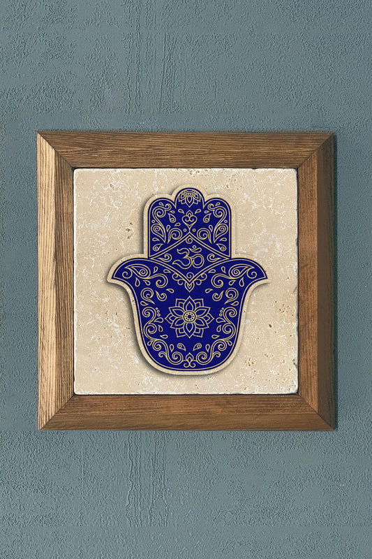 Solid Framed Fatma Mother Hand Stone Painting - Wall Decoration - 11" x 11" - WALL DECOR