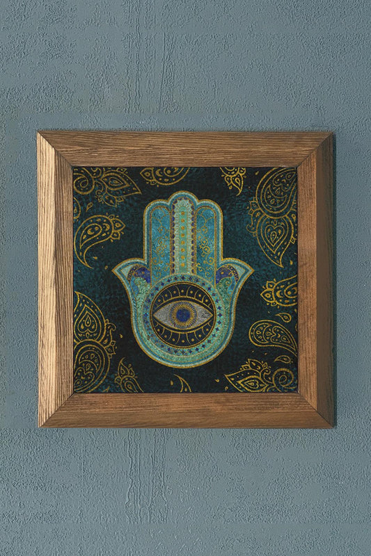 Solid Framed Fatma Mother Hand Stone Painting - Wall Decoration - 11" x 11" - WALL DECOR