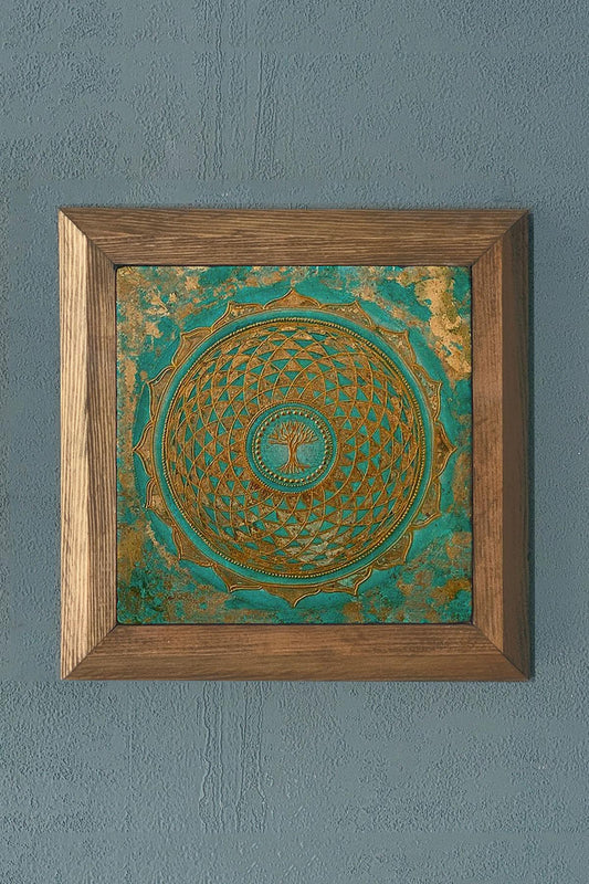 Solid Framed Tree of Life Stone Painting - Wall Decoration - 11" x 11" - WALL DECOR