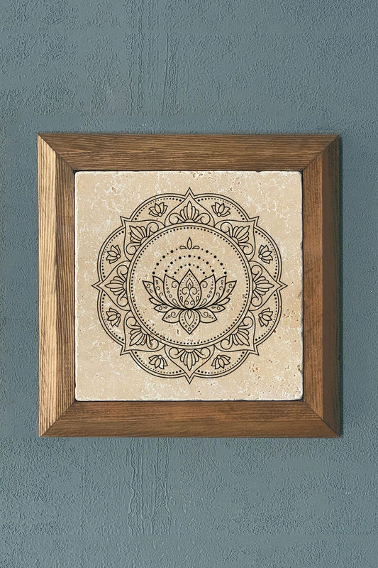 Solid Framed Mandala Stone Painting - Wall Decoration - 11" x 11" - WALL DECOR