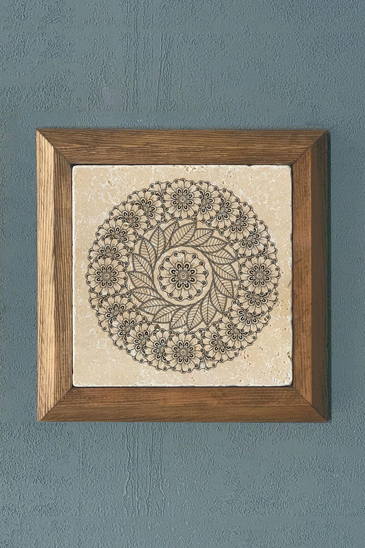 Solid Framed Mandala Stone Painting - Wall Decoration - 11" x 11" - WALL DECOR
