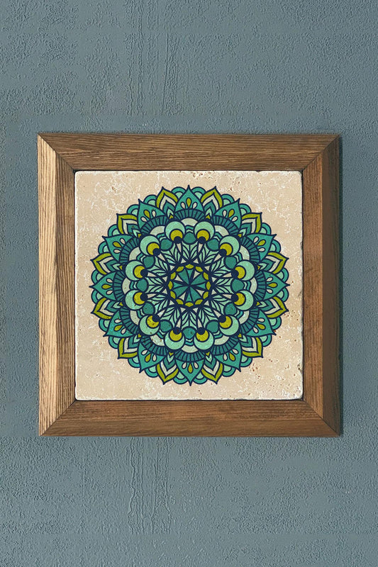 Solid Framed Mandala Stone Painting - Wall Decoration - 11" x 11" - WALL DECOR