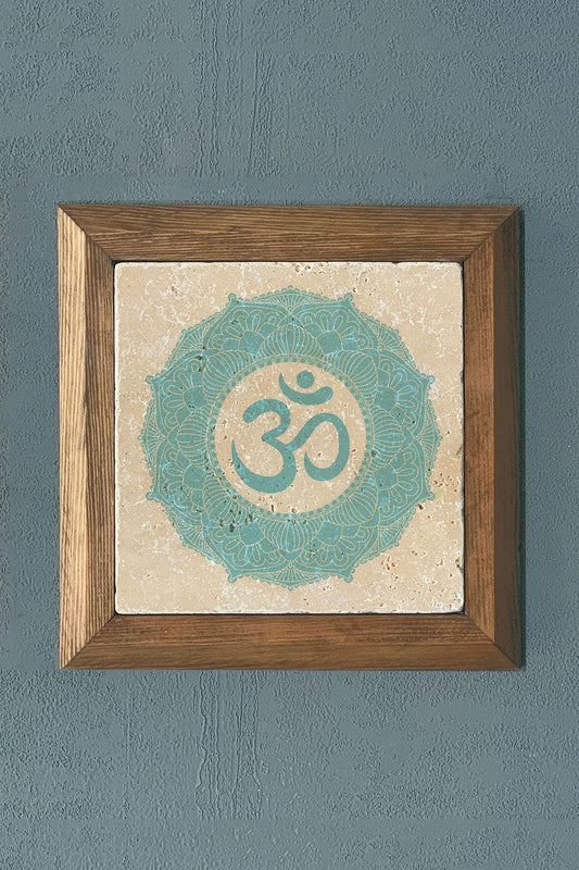 Solid Framed Mantra Stone Painting - Wall Decoration - 11" x 11" - WALL DECOR