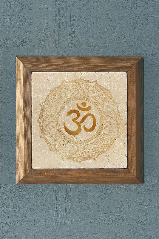 Solid Framed Mantra Stone Painting - Wall Decoration - 11" x 11" - WALL DECOR