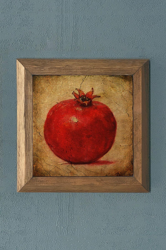 Solid Framed Pomegranate (Abundance) Stone Painting 11" x 11"