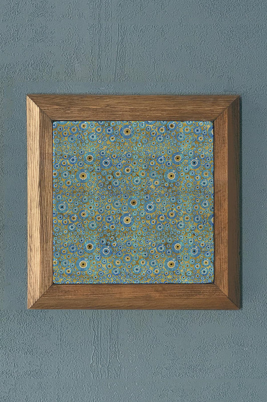 Solid Framed Evil Eye Stone Painting - Wall Decoration - 11" x 11" - WALL DECOR