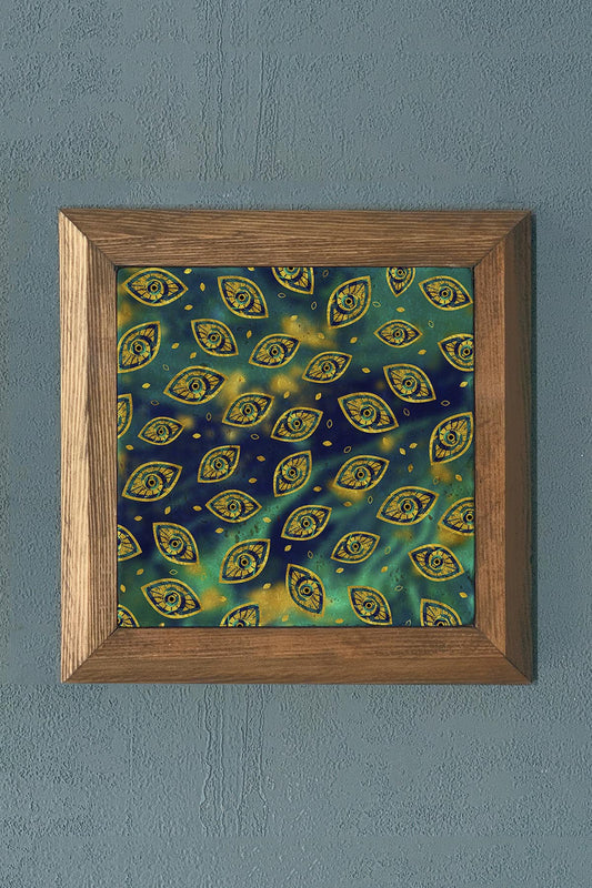 Solid Framed Evil Eye Stone Painting - Wall Decoration - 11" x 11" - WALL DECOR