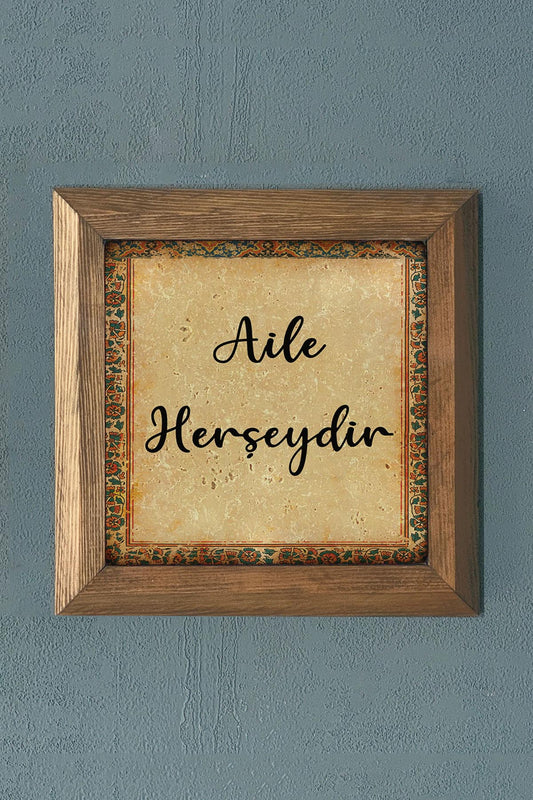 Solid Framed Stone Painting-Family is everything-Wall Decoration- 11" x 11"