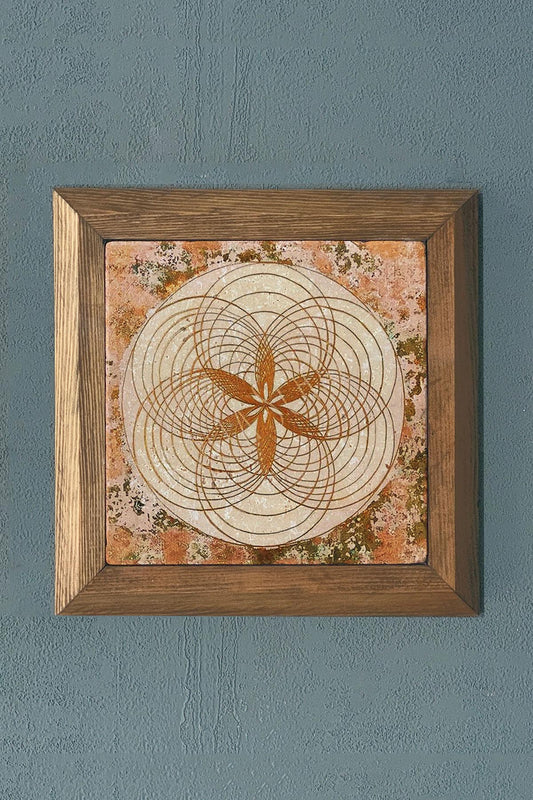 Solid Framed Stone Painting-Wall Decoration- 11" x 11"