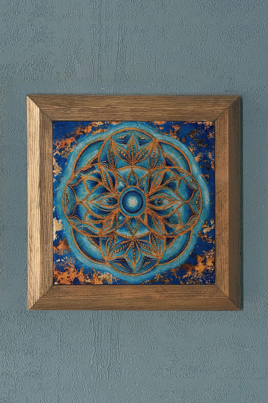 Solid Framed Stone Painting-Wall Decoration- 11" x 11"