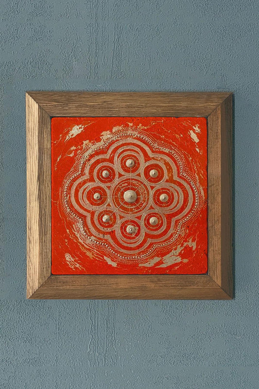 Solid Framed Stone Painting-Wall Decoration- 11" x 11"