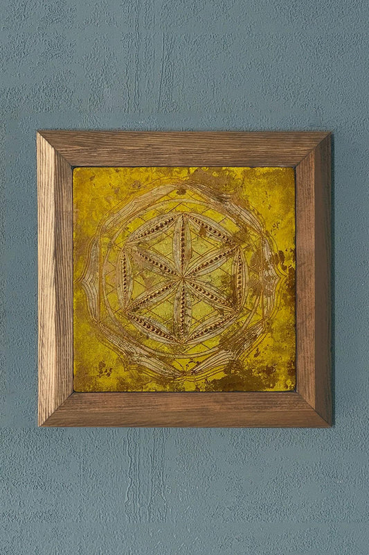 Solid Framed Stone Painting-Wall Decoration- 11" x 11"