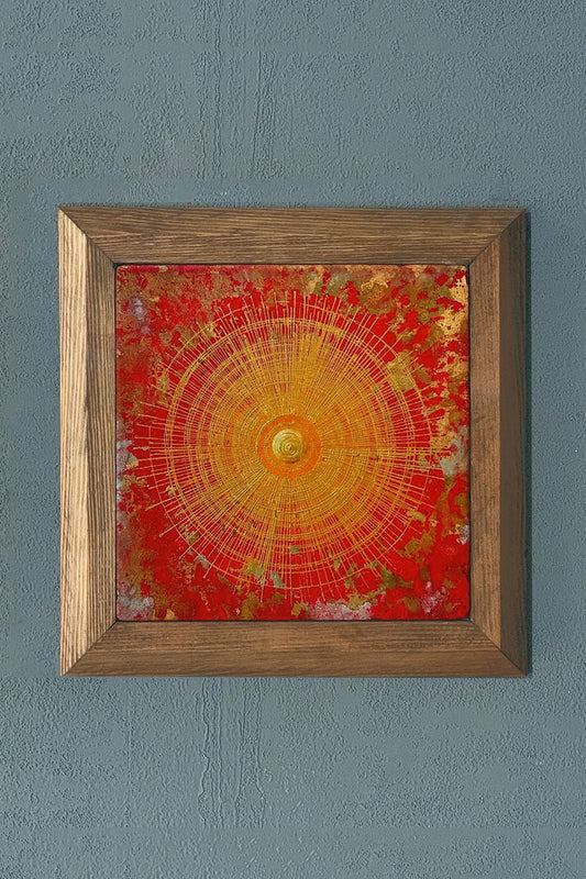 Solid Framed Stone Painting-Wall Decoration- 11" x 11"