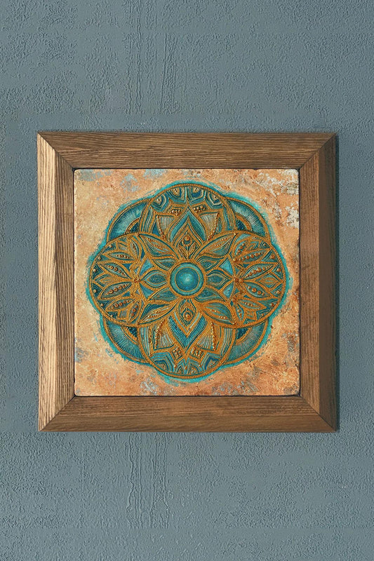 Solid Framed Stone Painting-Wall Decoration- 11" x 11"