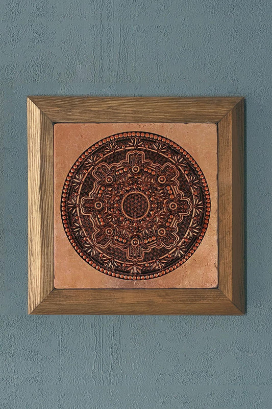 Solid Framed Stone Painting-Wall Decoration- 11" x 11"