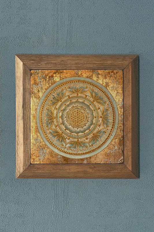 Solid Framed Stone Painting-Wall Decoration- 11" x 11"