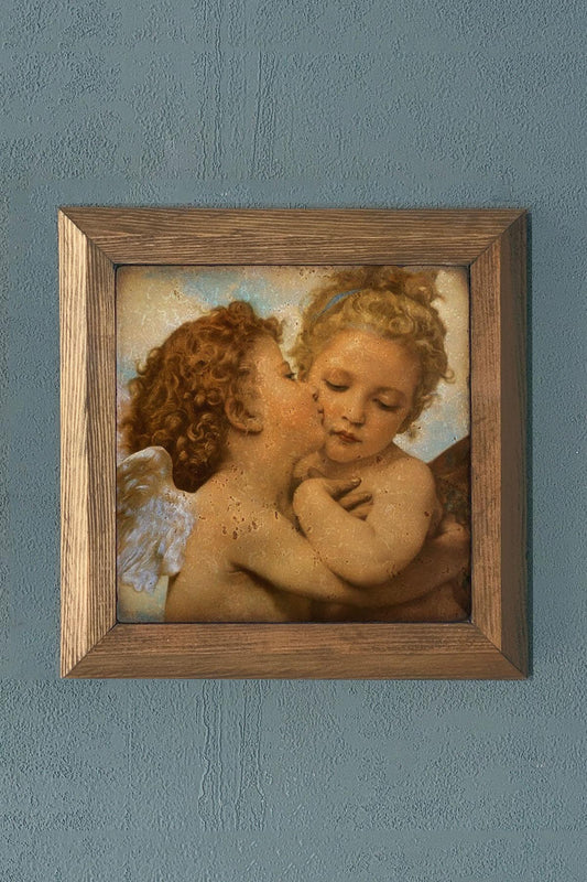 Solid Framed Stone Painting-Wall Decoration- 11" x 11"