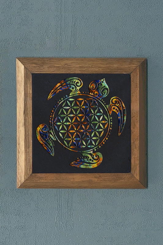 Solid Framed Stone Painting-Wall Decoration- 11" x 11"