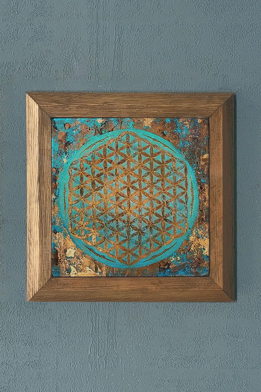 Solid Framed Stone Painting-Wall Decoration- 11" x 11"