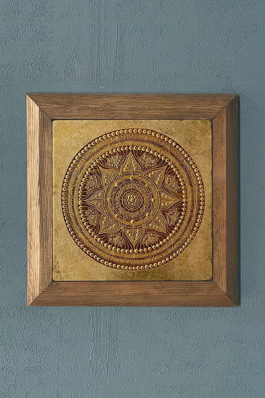 Solid Framed Stone Painting-Wall Decoration- 11" x 11"