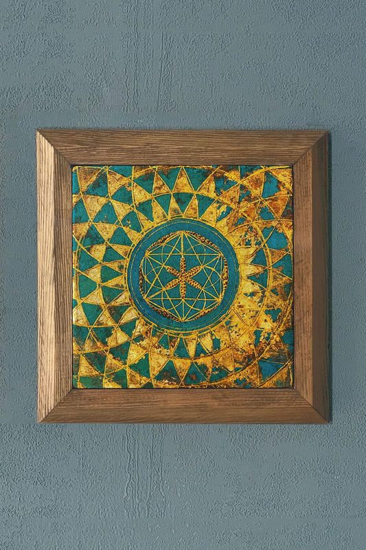 Solid Framed Stone Painting-Wall Decoration- 11" x 11"