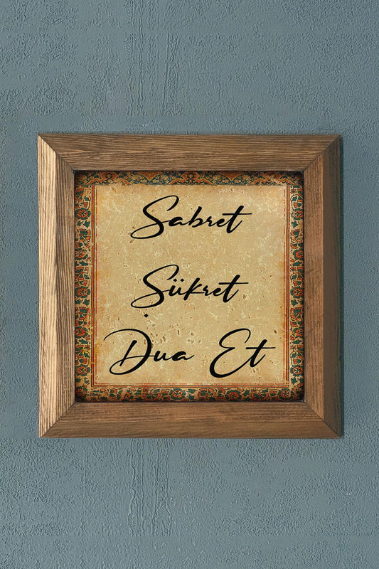 Solid Framed Stone Painting-be patient, be thankful, pray-Wall Decoration- 11" x 11"