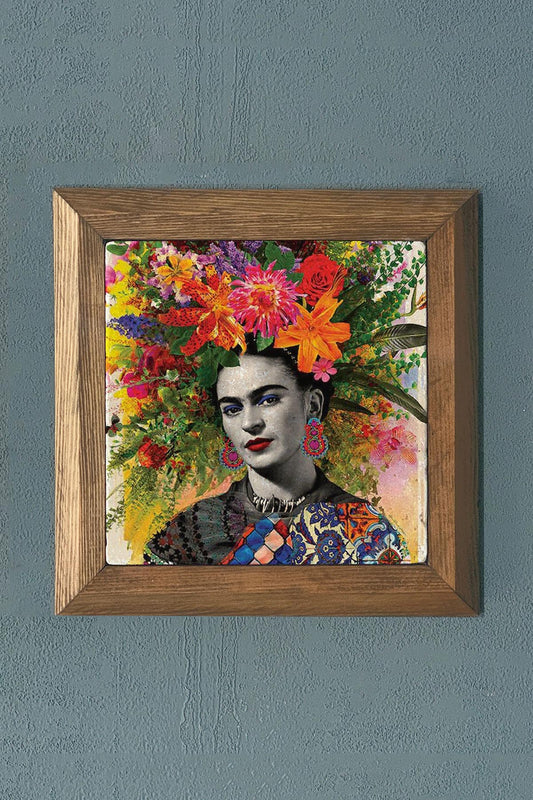 Solid Framed Stone Painting-Wall Decor- 11" x 11"