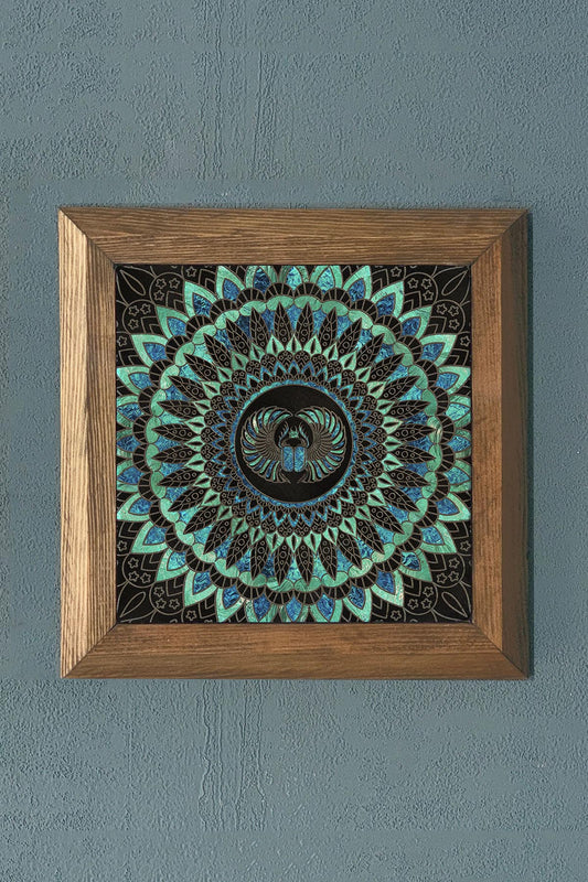 Solid Framed Stone Painting-Wall Decor- 11" x 11"