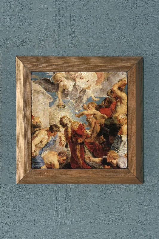 Solid Framed Stone Painting-Wall Decor- 11" x 11"
