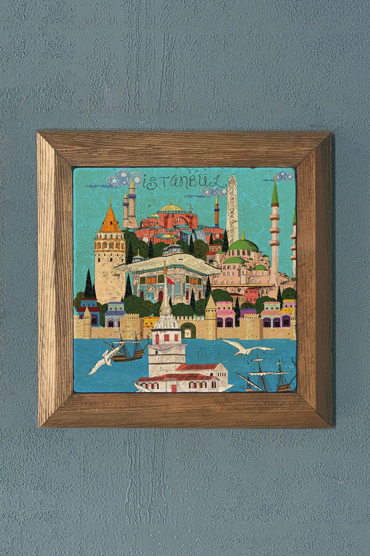 Solid Framed Stone Painting-Wall Decor- 11" x 11"C