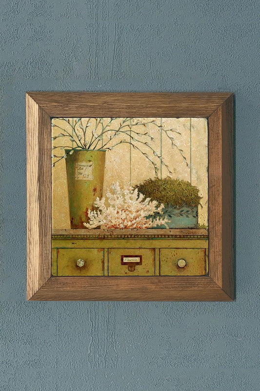 Solid Framed Stone Painting-Wall Decor- 11" x 11"