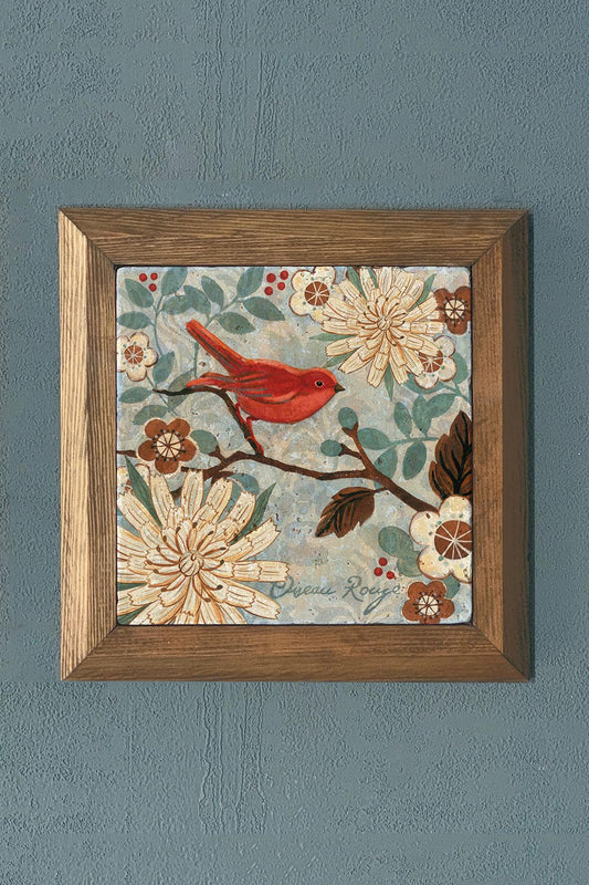 Solid Framed Stone Painting-Wall Decor- 11" x 11"