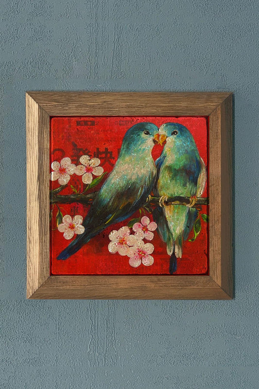 Solid Framed Stone Painting-Wall Decor- 11" x 11"