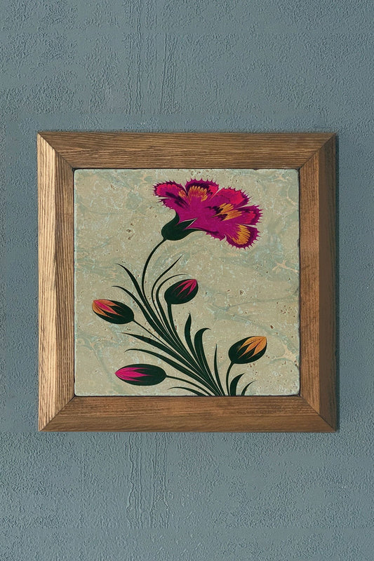 Solid Framed Stone Painting-Wall Decor- 11" x 11"