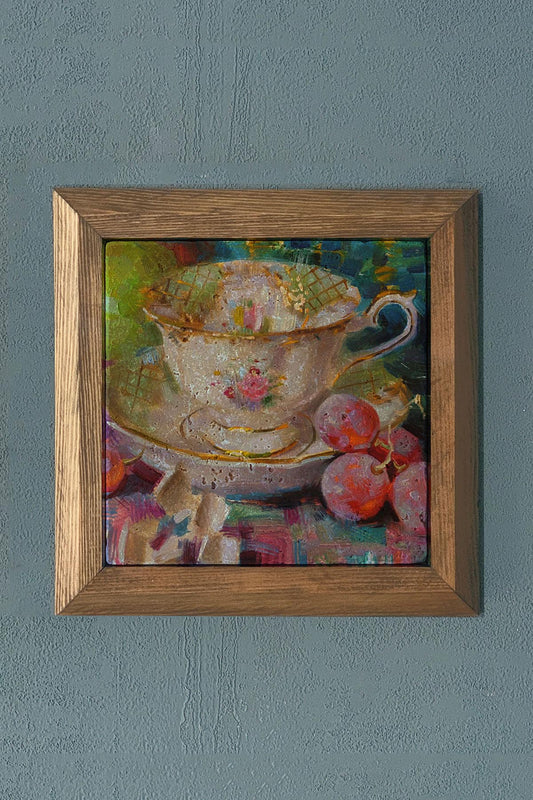 Solid Framed Stone Painting-Wall Decor- 11" x 11"