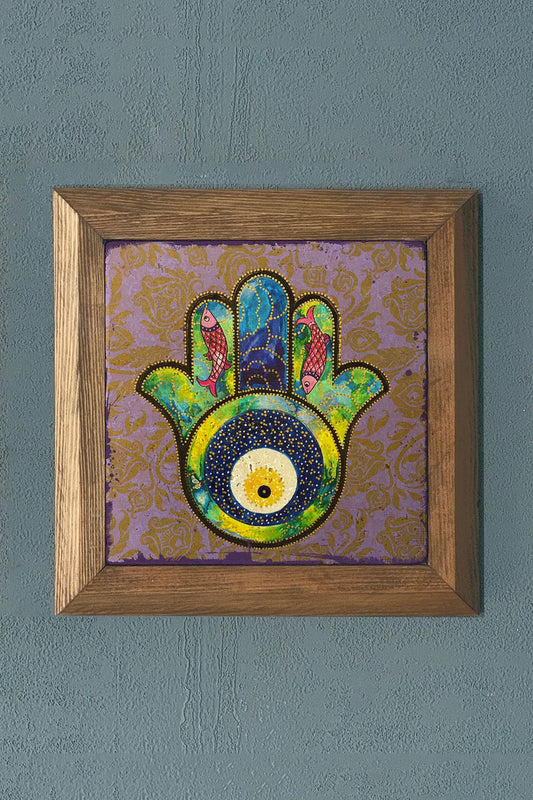 Solid Framed Stone Painting-Wall Decor- 11" x 11"