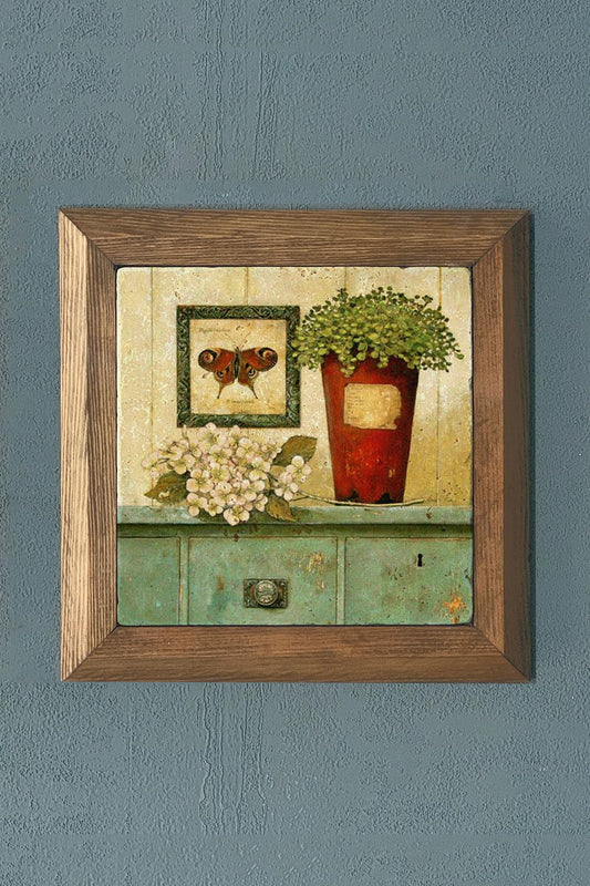 Solid Framed Stone Painting-Wall Decor- 11" x 11"