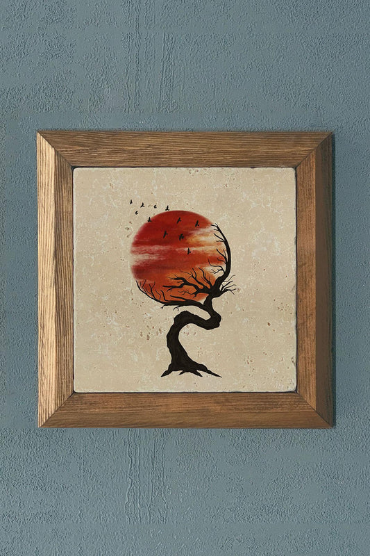 Solid Framed Stone Painting-Wall Decor- 11" x 11"