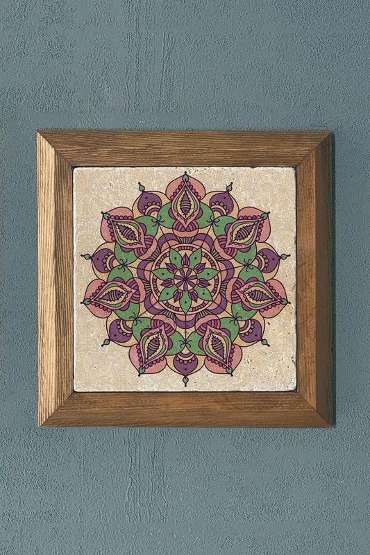 Solid Framed Stone Painting-Wall Decor- 11" x 11"