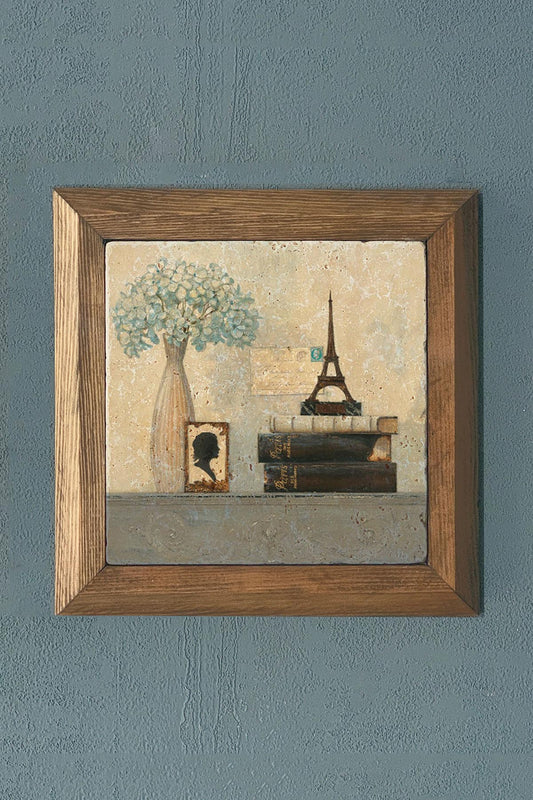 Solid Framed Stone Painting-Wall Decor- 11" x 11"