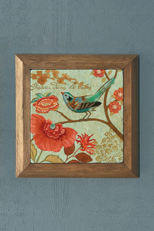 Solid Framed Stone Painting-Wall Decor- 11" x 11"