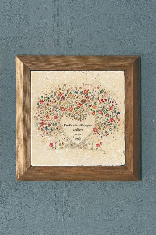 Solid Framed Stone Painting-Wall Decor- 11" x 11"