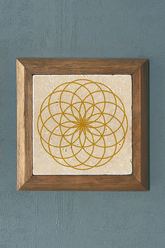Solid Framed Torus Stone Painting - Wall Decoration - 11" x 11" - WALL DECOR