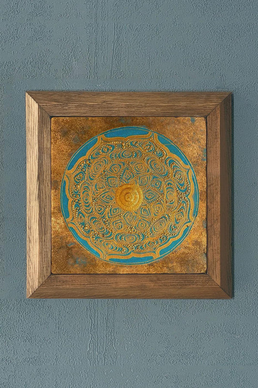 Solid Framed Flower of Life Stone Painting - Wall Decoration - 11" x 11" - WALL DECOR